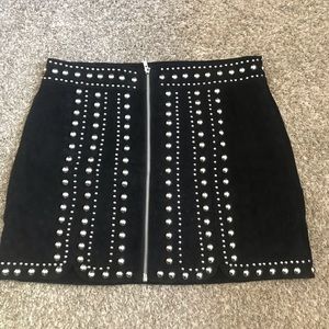 Black leather studded free people skirt